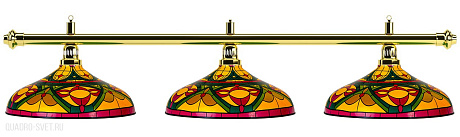 Бильярдный светильник на три плафона «Colorful» (золотистая штанга, цветной плафон D44см) 75.013.03.0