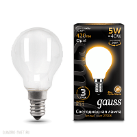 Лампа Gauss LED Filament Globe OPAL E14 5W 2700K 105201105