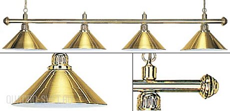 Бильярдный светильник на четыре плафона «Elegance» (золотистая штанга, золотистый плафон D35см) 75.003.04.0