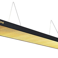 Бильярдный светильник плоский светодиодный «Longoni Compact» (черная, золотистый отражатель, 320х31х6см) 75.320.10.7