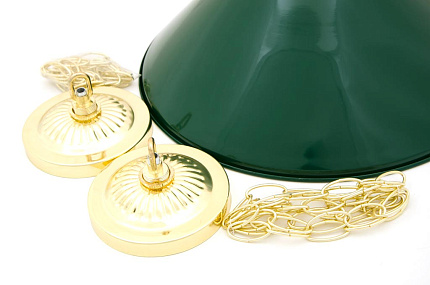 Бильярдный светильник на два плафона «Allgreen» (зелёная штанга, зелёный плафон D35см) 75.000.02.0