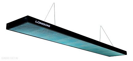 Бильярдный светильник плоский люминесцентный «Longoni Compact» (черная, бирюзовый отражатель, 205х31х6см) 75.205.01.4