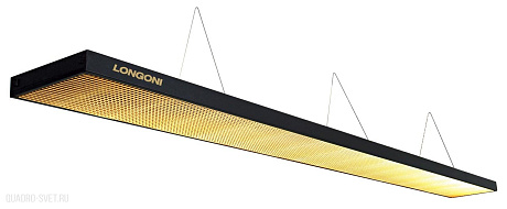 Бильярдный светильник плоский люминесцентный «Longoni Compact» (черная, золотистый отражатель, 320х31х6см) 75.320.01.7