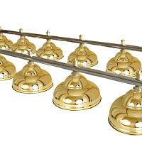 Бильярдный светильник на двенадцать плафонов «Ravena» (серебристая штанга, золотой плафон D38см) 75.017.12.0