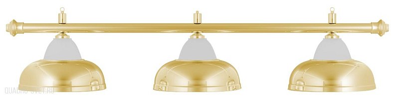 Бильярдный светильник на три плафона «Crown» (золотистая штанга, золотистый плафон D38см) 75.016.03.0