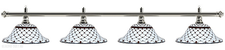 Бильярдный светильник на четыре плафона «Memory» (серебристая штанга, черно-белый плафон D44см) 75.014.04.0