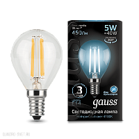 Лампа Gauss LED Filament Globe E14 5W 4100K 105801205