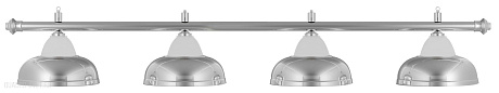 Бильярдный светильник на четыре плафона «Crown» (серебристая штанга, серебристый плафон D38см) 75.015.04.0