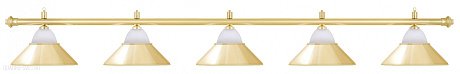 Бильярдный светильник на пять плафонов «Jazz» (золотистая штанга, золотистый плафон D38см) 75.025.05.0