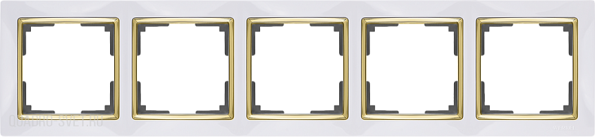 Рамка на 5 постов (белый/золото) Werkel WL03-Frame-05-white-GD