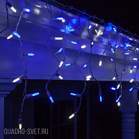 Гирлянда Бахрома, 3х0.5м., 150 LED, холодный белый, с мерцанием синий, прозрачный ПВХ провод. 05-1952