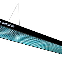 Бильярдный светильник плоский люминесцентный «Longoni Compact» (черная, бирюзовый отражатель, 247х31х6см) 75.247.01.4