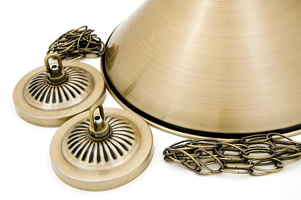Бильярдный светильник на пять плафонов «Elegance» (матово-бронзовая штанга, матово-бронзовый плафон D35см) 75.020.05.0