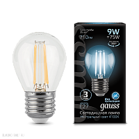 Лампа Gauss LED Filament Globe E27 9W 4100K 105802209