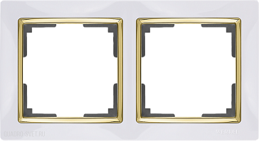 Рамка на 2 поста (белый/золото) Werkel WL03-Frame-02-white-GD