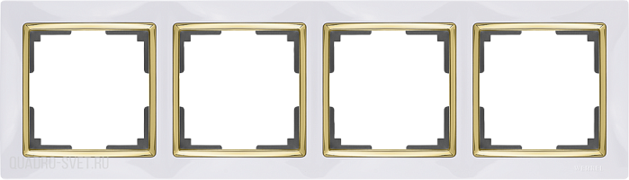 Рамка на 4 поста (белый/золото) Werkel WL03-Frame-04-white-GD