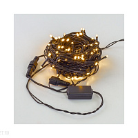 Гирлянда Нить, 10м., 100 LED, теплый белый, с мерцанием, черный ПВХ провод. 05-600