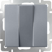 Выключатель трехклавишный  (серебряный) Werkel WL06-SW-3G