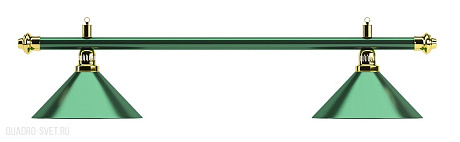 Бильярдный светильник на два плафона «Allgreen» (зелёная штанга, зелёный плафон D35см) 75.000.02.0