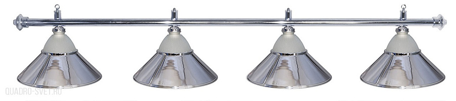 Бильярдный светильник на четыре плафона «Jazz» (серебристая штанга, серебристый плафон D38см) 75.024.04.0
