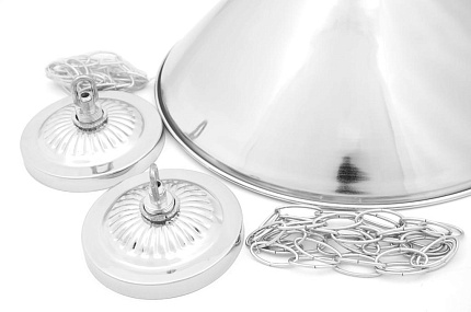 Бильярдный светильник на два плафона «Elegance» (серебристая штанга, серебристый плафон D35см) 75.002.02.0