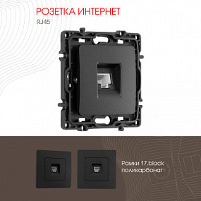 Розетка интернет, RJ45 217.45-1.black Arte Milano