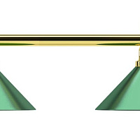 Бильярдный светильник на четыре плафона «Evergreen» (золотистая штанга, зеленый плафон D35см) 75.008.04.0