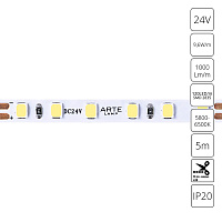 Светодиодная лента 24V 9,6W/m 6000К 5м Arte Lamp TAPE A2412005-03-6K