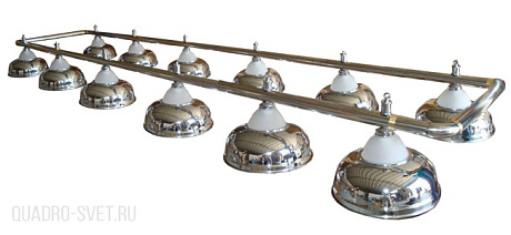 Бильярдный светильник на двенадцать плафонов «Crown» (серебристая штанга, серебристый плафон D38см) 75.015.12.0