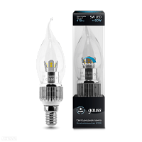 Лампа GAUSS светодиодная диммируемая свеча на ветру Е14 5W 4100К
