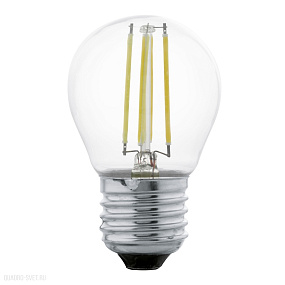 Лампа светодиодная филаментная G45, 4W (E27), 2700K, 350lm, прозрачный EGLO LM_LED_E27 11498