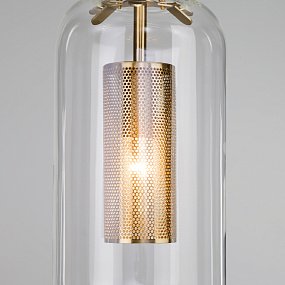 Подвесной светильник со стеклянным плафоном Eurosvet Hugo 50201/1 бронза