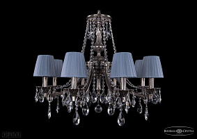 Литая подвесная люстра с хрусталем и абажурами Bohemia IVELE Crystal 1771/8/220/A/NB/SH5