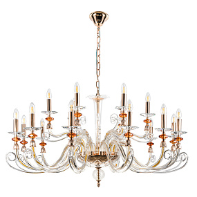 Большая люстра Crystal Lux CATARINA SP12+6 V2 GOLD/TRANSPARENT-COGNAC