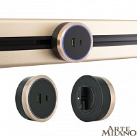 Трековая розетка, 2.1A 18W 250V 380066TS LED/USB-Type-C Gold Arte Milano
