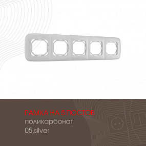 Рамка из поликарбоната на 5 постов 505.05-5.silver Arte Milano