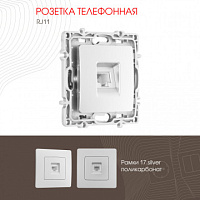 Розетка телефонная, RJ11 217.51-1.silver Arte Milano