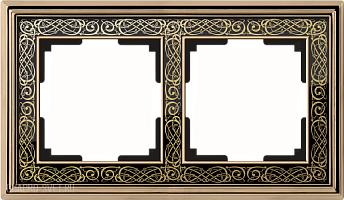 Рамка на 2 поста (золото/черный) Werkel WL77-Frame-02