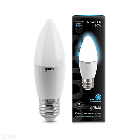 Лампа GAUSS светодиодная cвеча Е27 6,5W 4100К