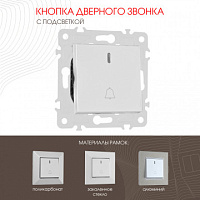 Кнопка дверного звонка с подсветкой, 10A 250V 203.37-1.silver Arte Milano