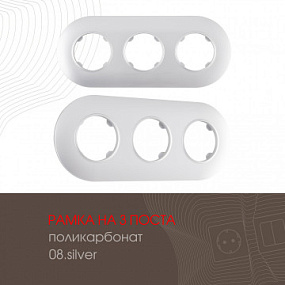 Рамка из поликарбоната на 3 поста 502.08-3.silver Arte Milano
