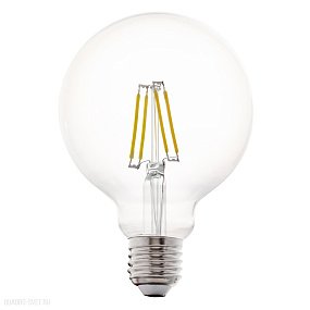 Лампа светодиодная филаментная G95, 4W (E27), 2700K, 350lm, прозрачный EGLO LM_LED_E27 11502
