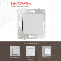 Выключатель одноклавишный, 10AX 250V 203.30-1.silver Arte Milano