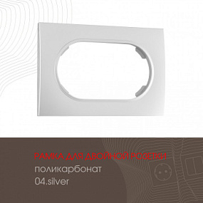 Рамка из поликарбоната для двойной розетки 502.04-double.silver Arte Milano