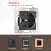 Розетка с заземлением и шторками, 16A 250V 203.40-1.black Arte Milano