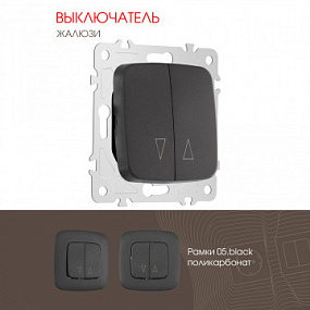 Выключатель жалюзи, 10A 250V 205.38-2.black Arte Milano