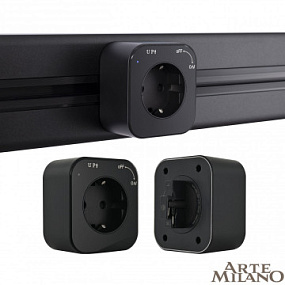 Трековая розетка, 16A 250V 380022TS/ES Black Arte Milano