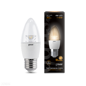 Лампа GAUSS светодиодная cвеча E27 4W 2700К