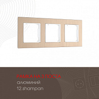 Рамка из алюминия на 3 поста 503.12-3.shampan Arte Milano
