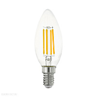 Светодиодная филаментная лампа С35, 4W (E14), 2700K, 470lm, прозрачный EGLO LM_LED_E14 11759